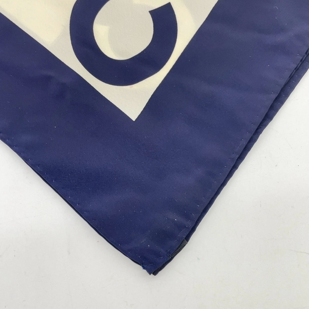 Chanel Navy White Mademoiselle Gripoix Silk Scarf - Picture 9 of 16